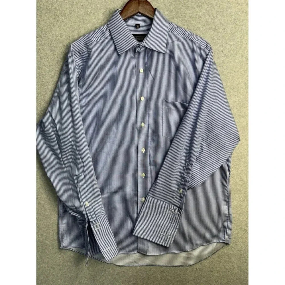 Donald J. Trump Dress Shirt Mens 16.5 L Striped French Cuff Signature Collection